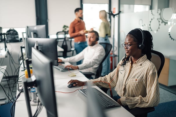 People working in a call center