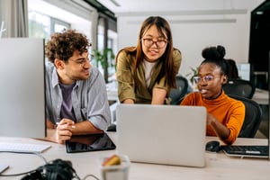 People working at computer