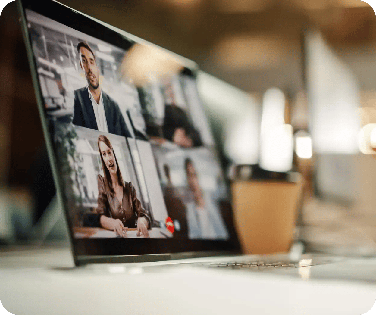 close up of video call on screen