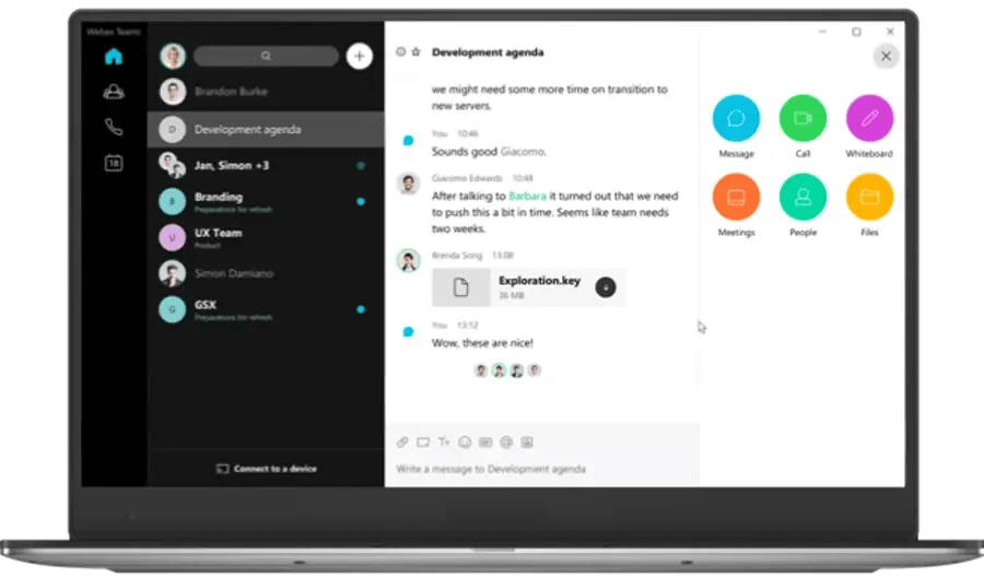 cisco webex teams interface