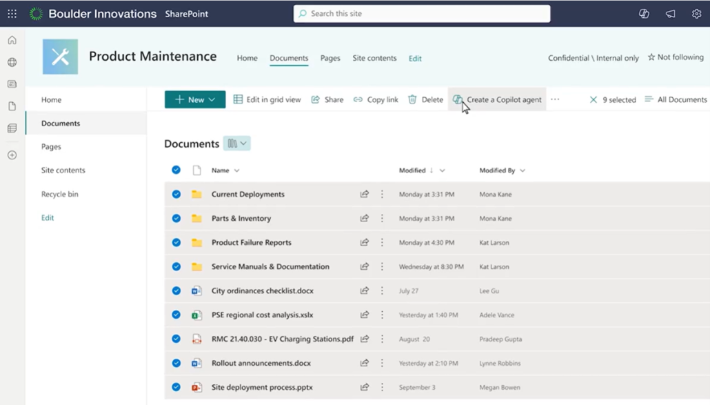 copilot agent from sharepoint
