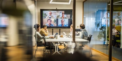 People in a company call in office