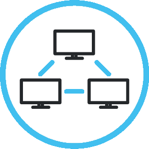 Three networked monitors icon transparent-01