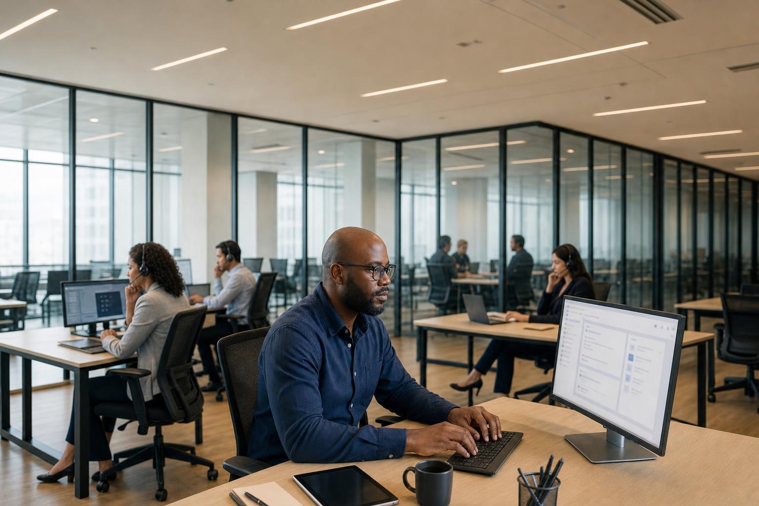 Specialist At Modern Enterprise Office Desk