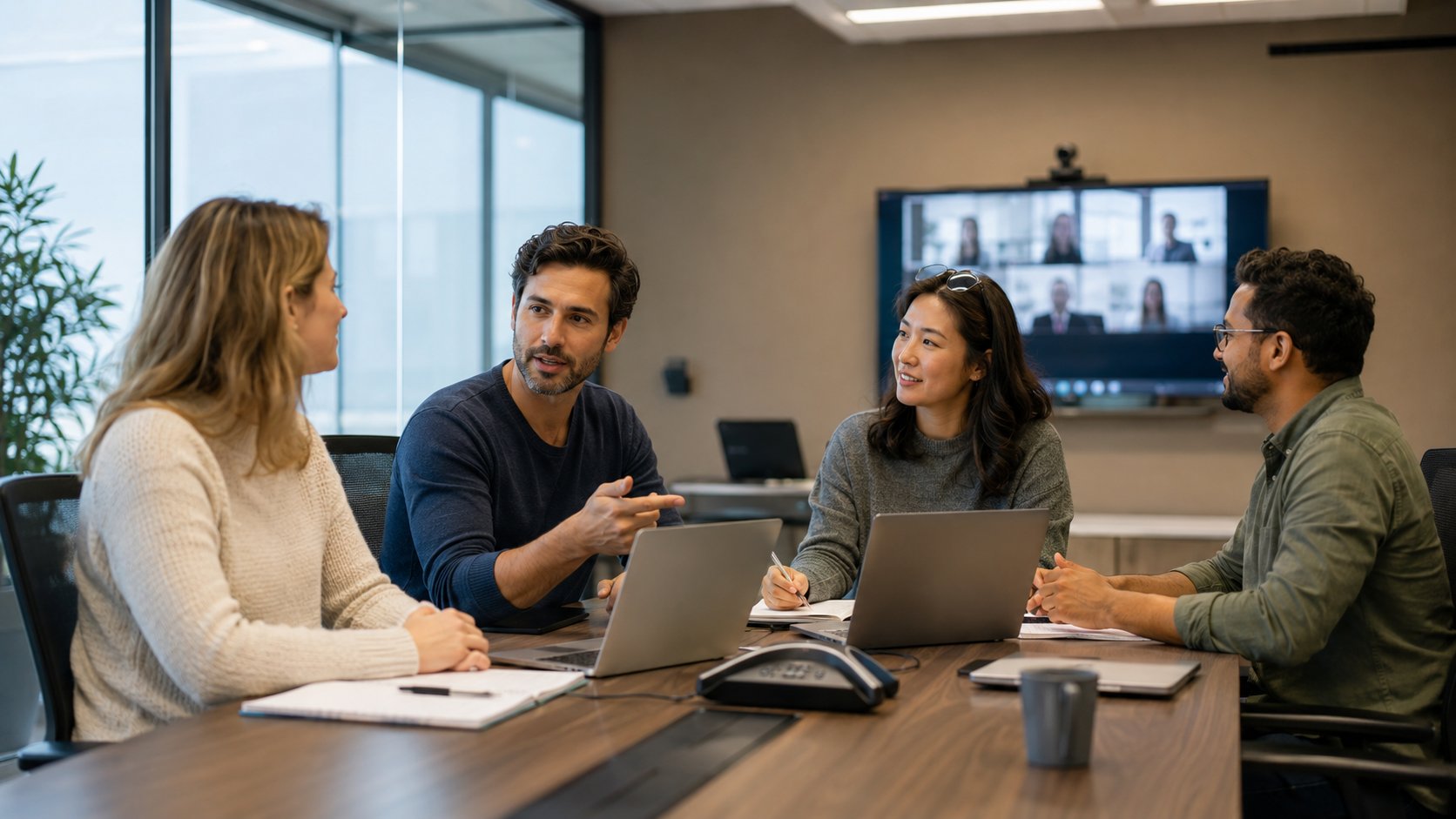 People in legal compliance meeting